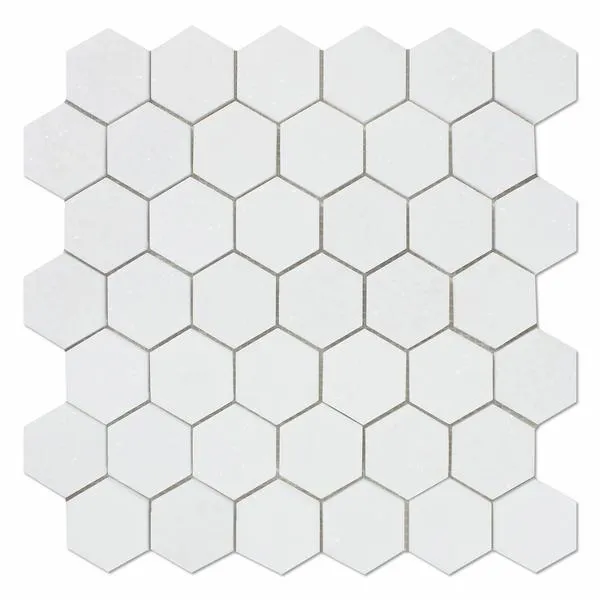 Tilefornia Thassos White 2" Hexagon  Mosaic Tile